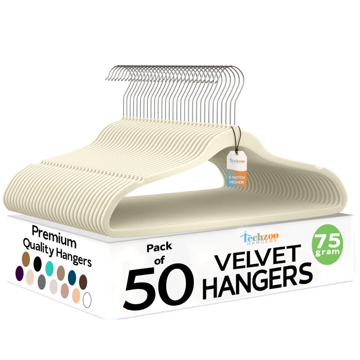 Techzoo Velvet Hangers - Slim Non Slip Adult Clothes Felt Hangers for Heavy Duty Use