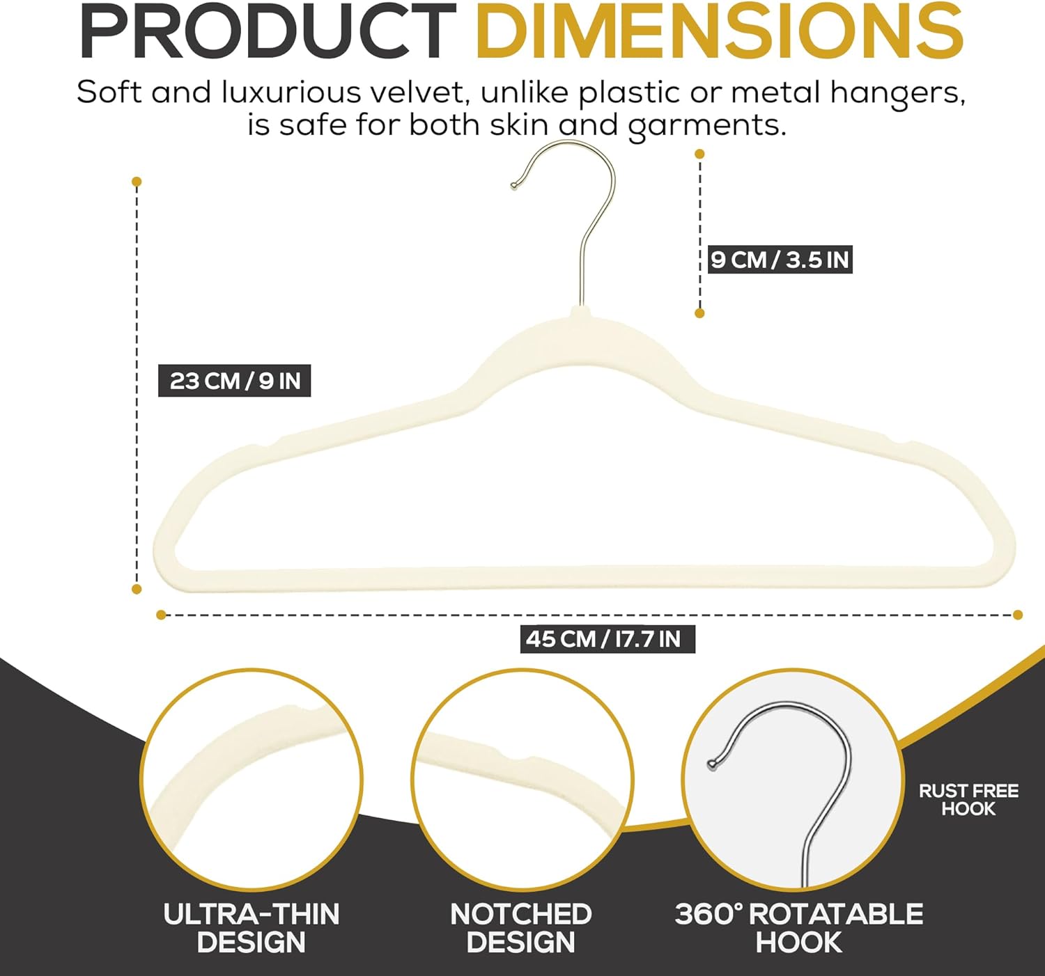 Techzoo Velvet Hangers - Slim Non Slip Adult Clothes Felt Hangers for Heavy Duty Use