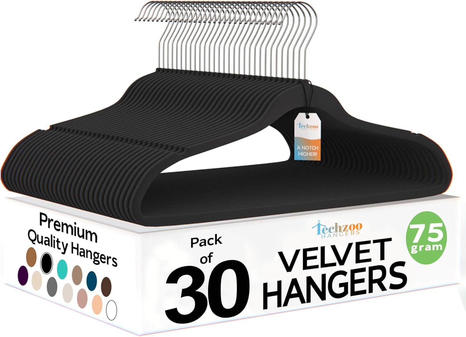 Techzoo Velvet Hangers - Slim Non Slip Adult Clothes Felt Hangers for Heavy Duty Use