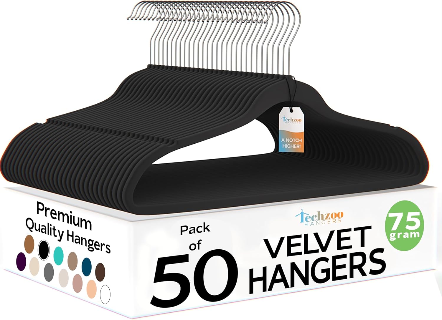 Techzoo Velvet Hangers - Slim Non Slip Adult Clothes Felt Hangers for Heavy Duty Use