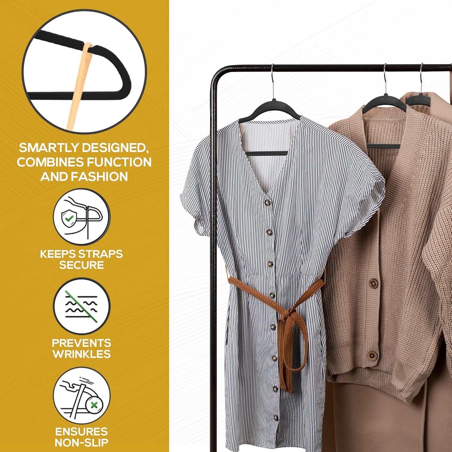 Techzoo Velvet Hangers - Slim Non Slip Adult Clothes Felt Hangers for Heavy Duty Use