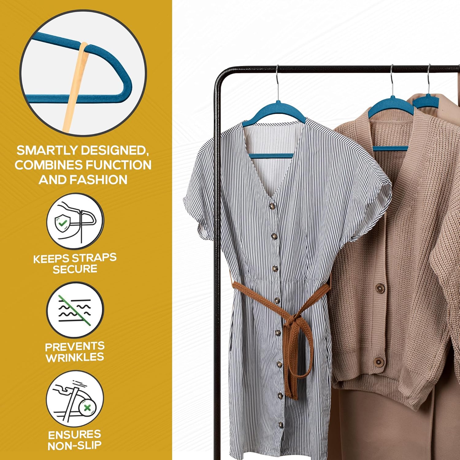 Techzoo Velvet Hangers - Slim Non Slip Adult Clothes Felt Hangers for Heavy Duty Use