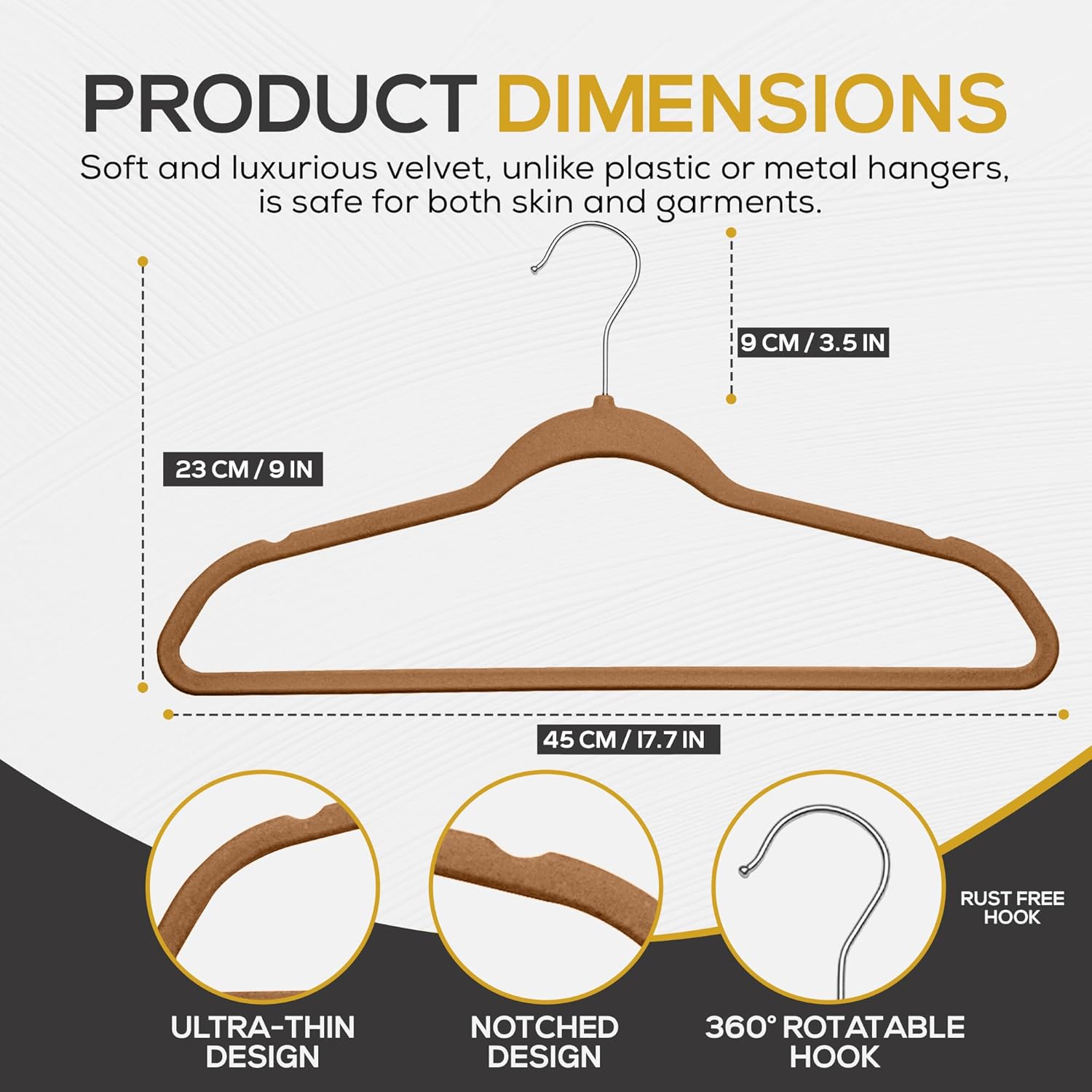 Techzoo Velvet Hangers - Slim Non Slip Adult Clothes Felt Hangers for Heavy Duty Use