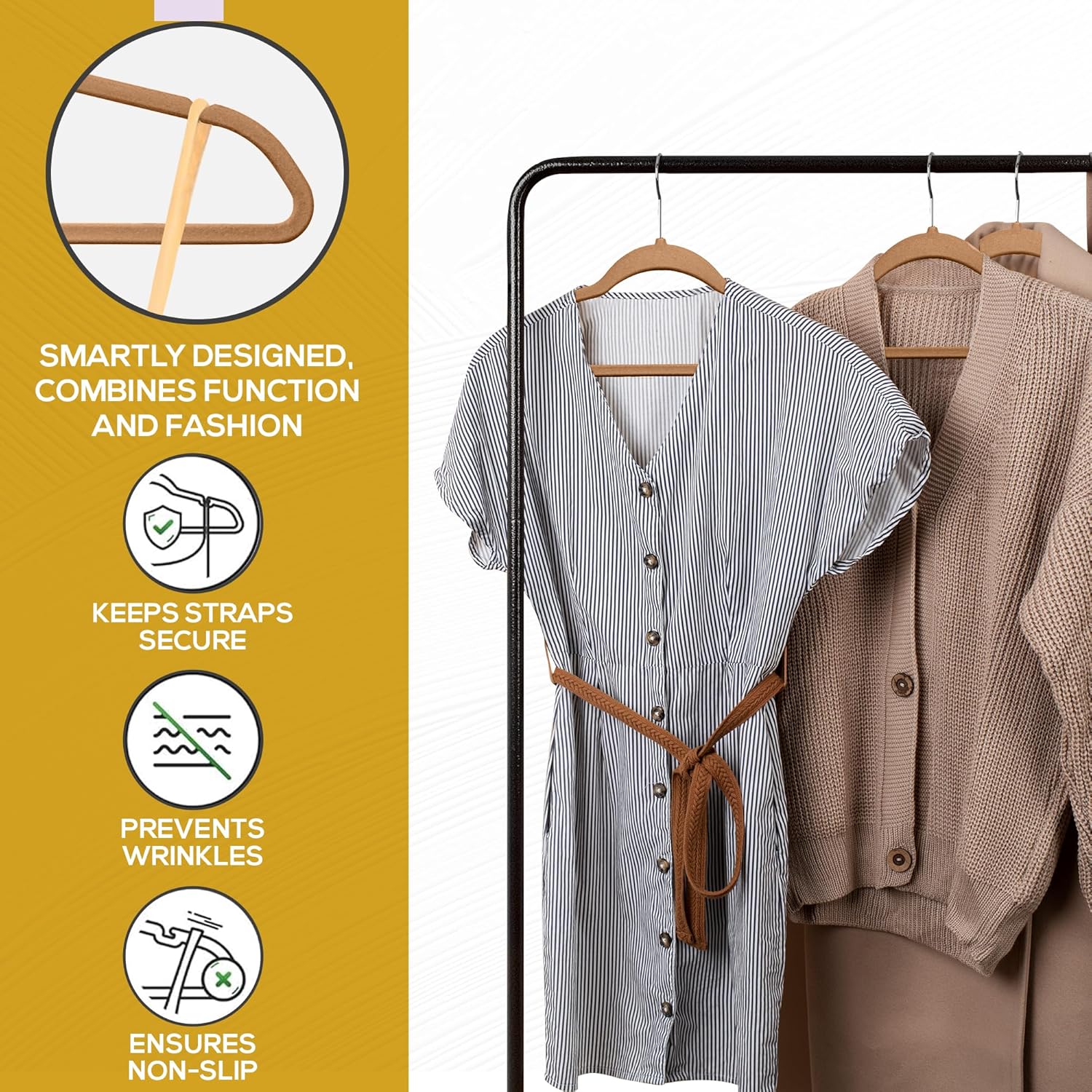 Techzoo Velvet Hangers - Slim Non Slip Adult Clothes Felt Hangers for Heavy Duty Use