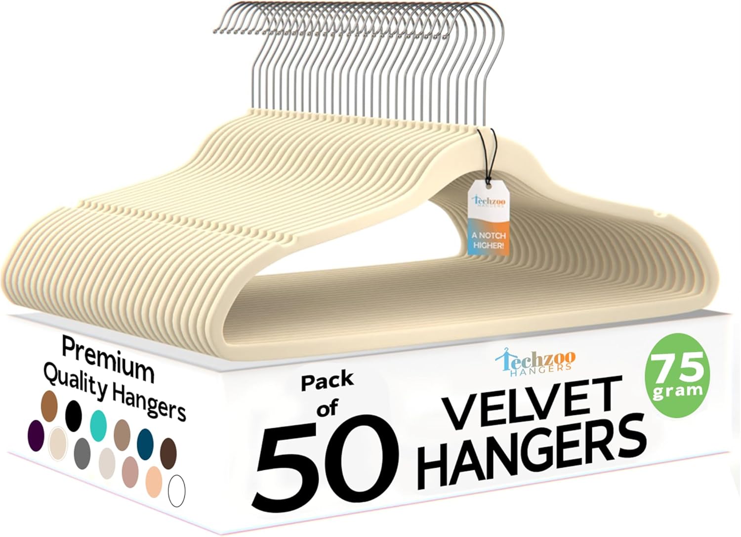 Techzoo Velvet Hangers - Slim Non Slip Adult Clothes Felt Hangers for Heavy Duty Use