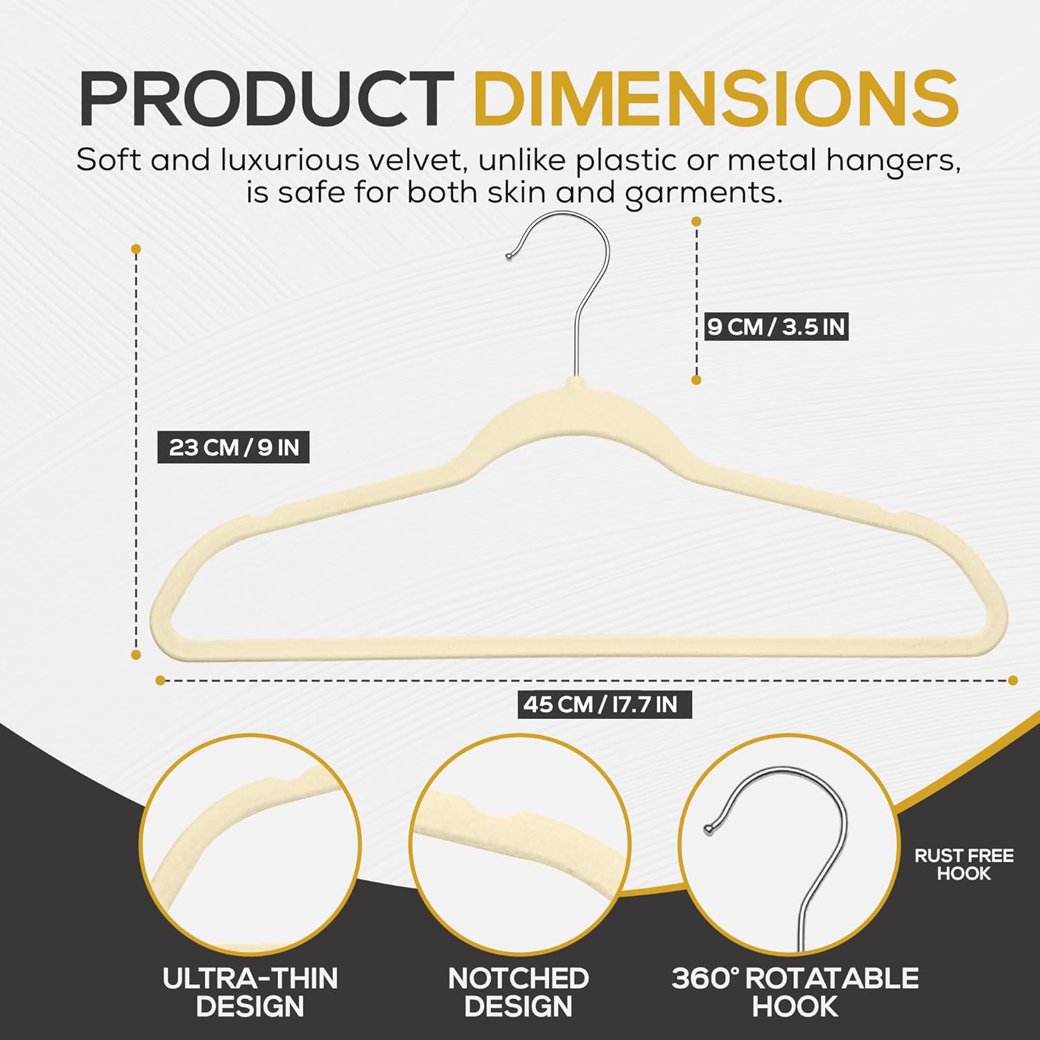 Techzoo Velvet Hangers - Slim Non Slip Adult Clothes Felt Hangers for Heavy Duty Use