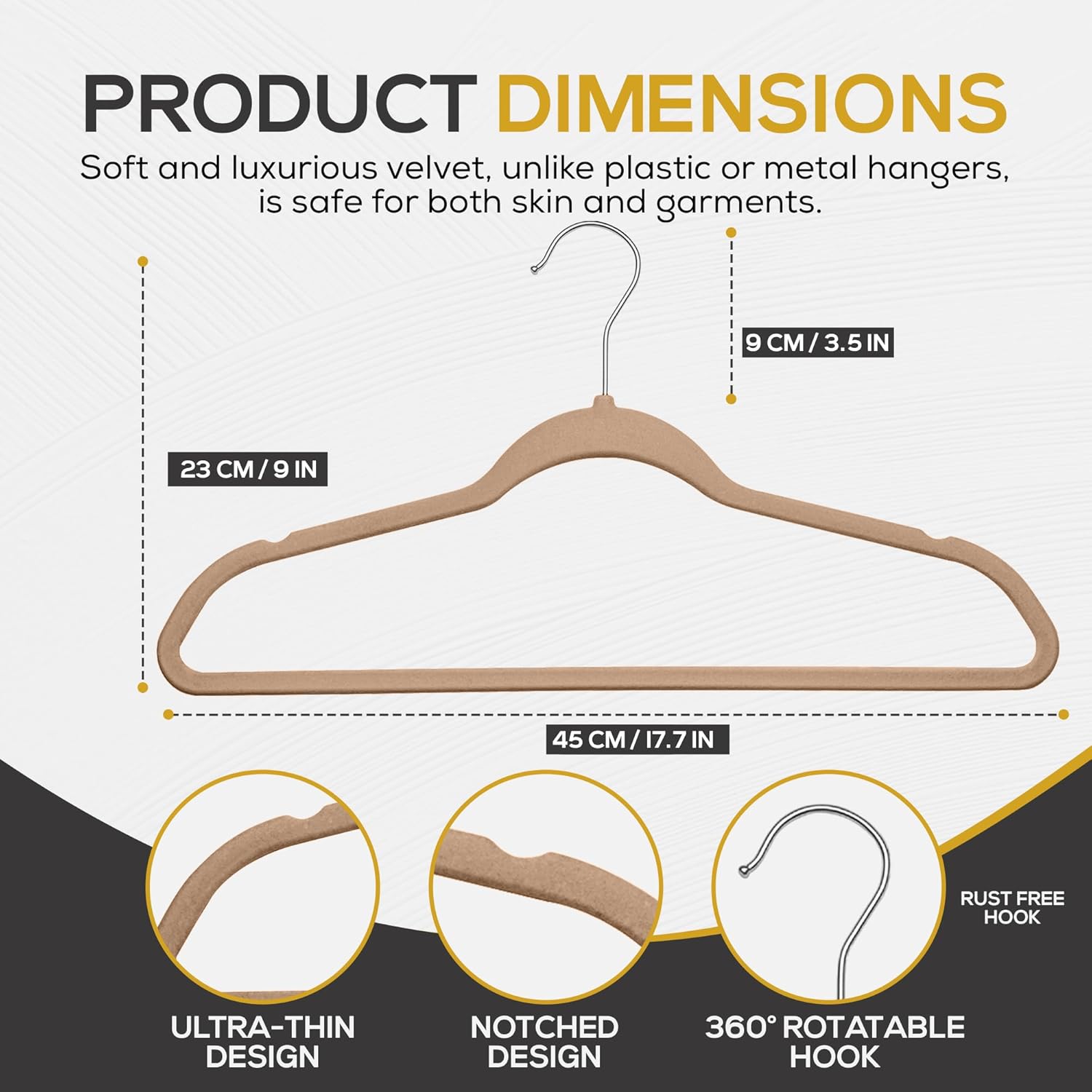 Techzoo Velvet Hangers - Slim Non Slip Adult Clothes Felt Hangers for Heavy Duty Use
