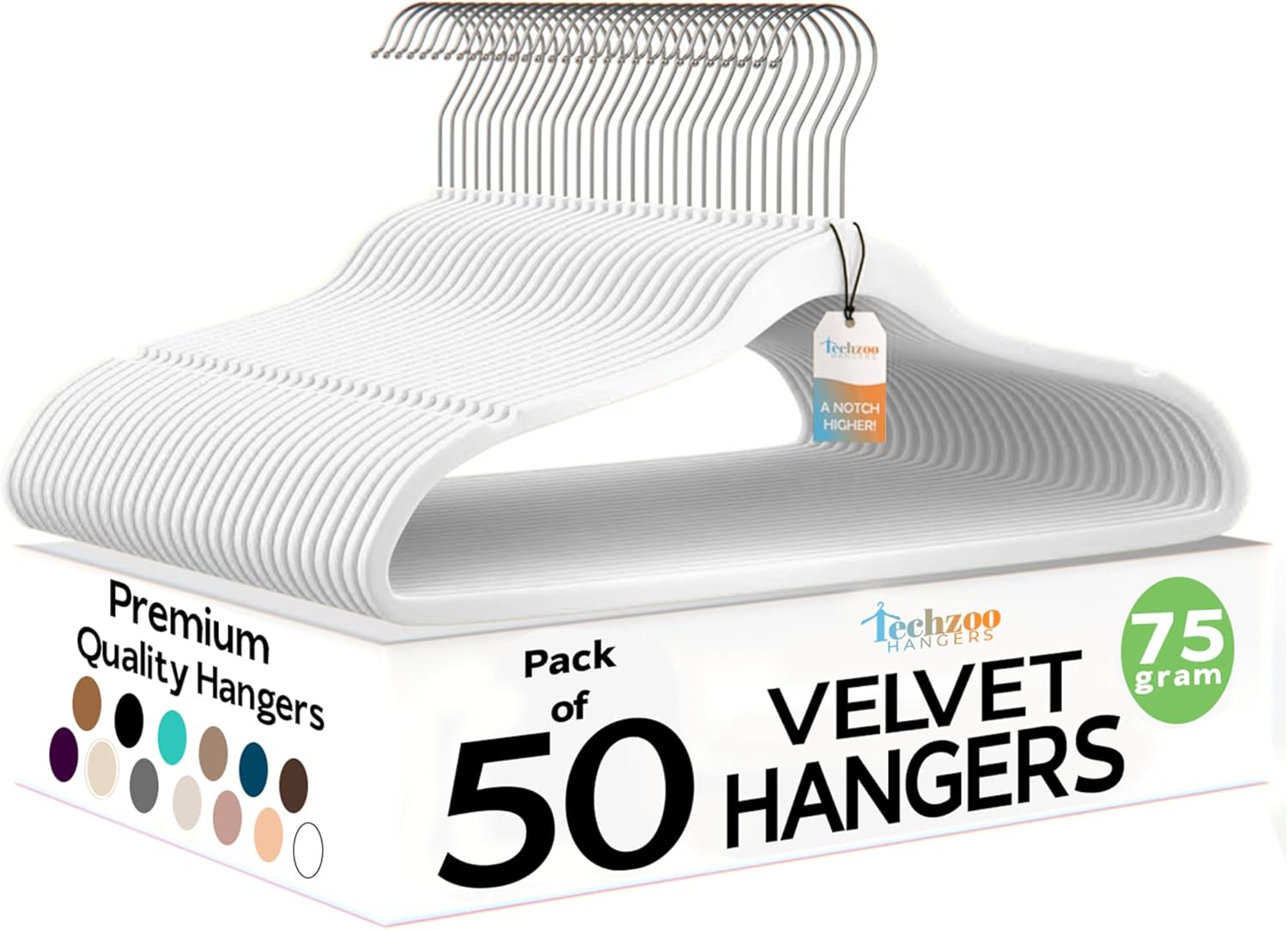 Techzoo Velvet Hangers - Slim Non Slip Adult Clothes Felt Hangers for Heavy Duty Use