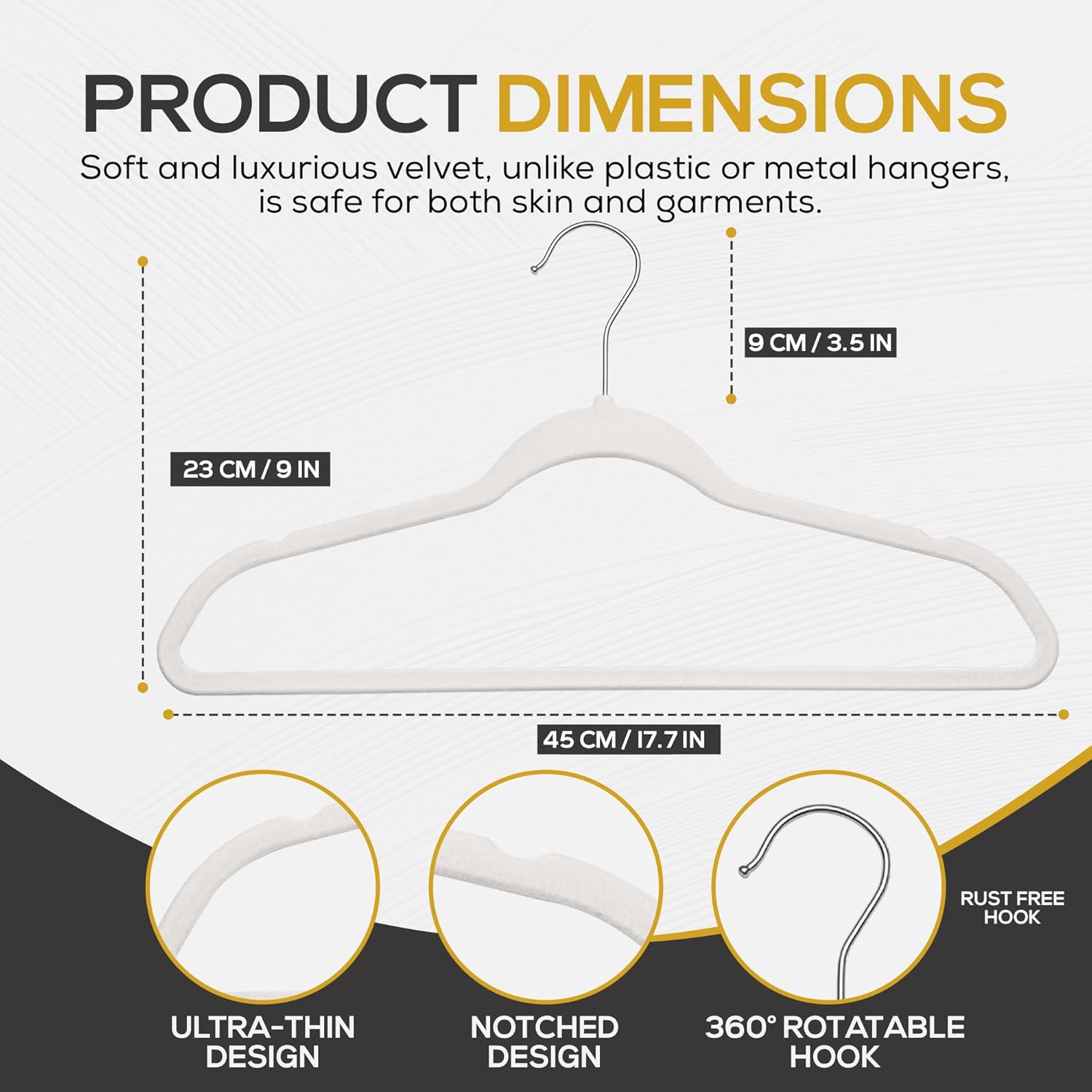 Techzoo Velvet Hangers - Slim Non Slip Adult Clothes Felt Hangers for Heavy Duty Use