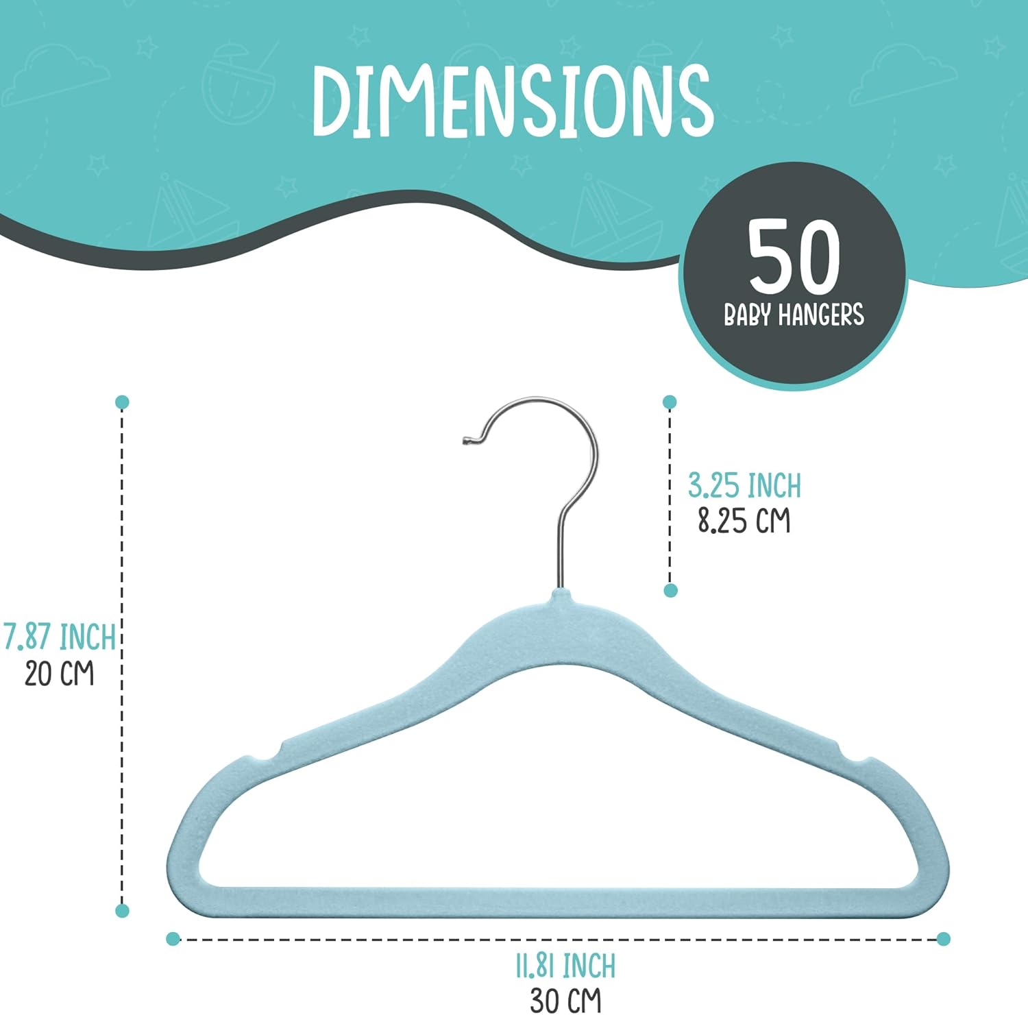 Techzoo 50 Velvet Baby Hangers Pack - Perfect for Newborn Clothes, Compact & Durable Design