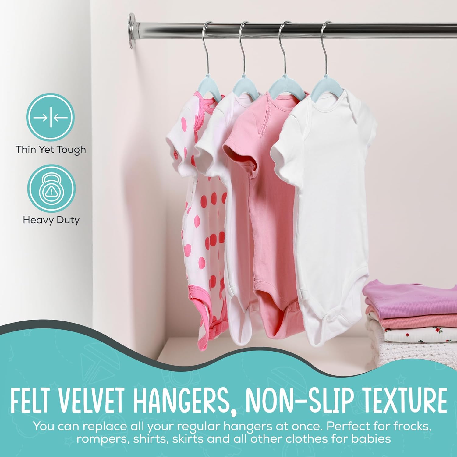 Techzoo 50 Velvet Baby Hangers Pack - Perfect for Newborn Clothes, Compact & Durable Design