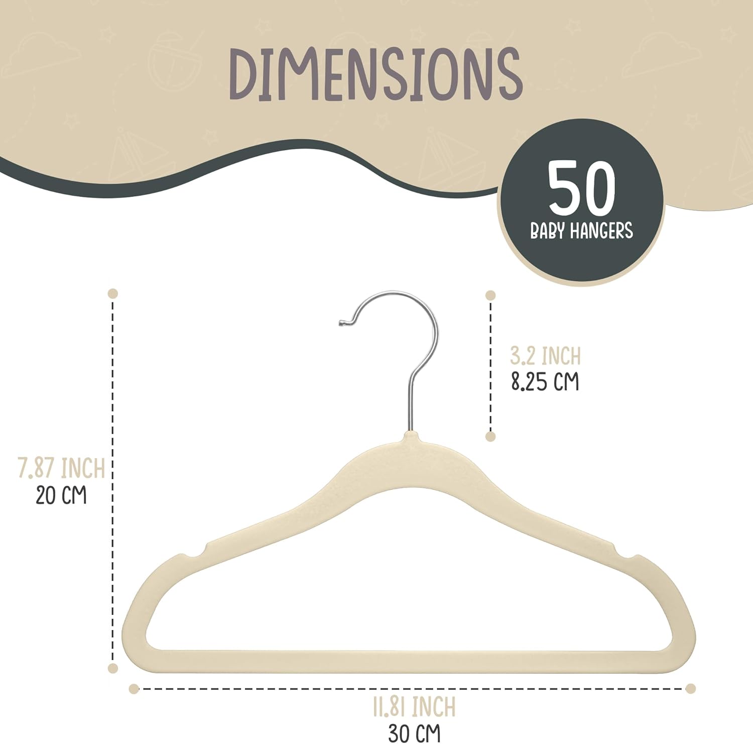 Techzoo 50 Velvet Baby Hangers Pack - Perfect for Newborn Clothes, Compact & Durable Design