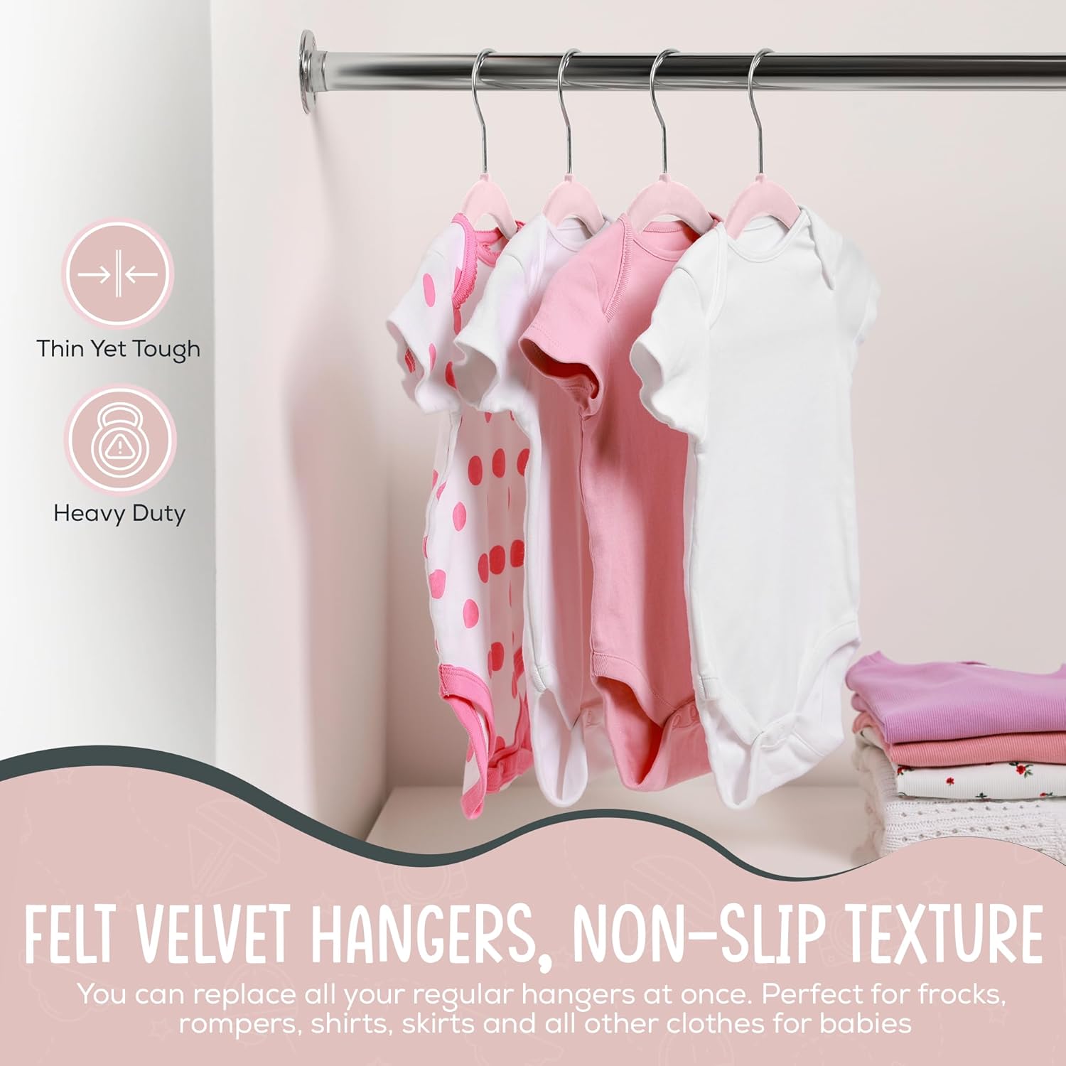 Techzoo 50 Velvet Baby Hangers Pack - Perfect for Newborn Clothes, Compact & Durable Design