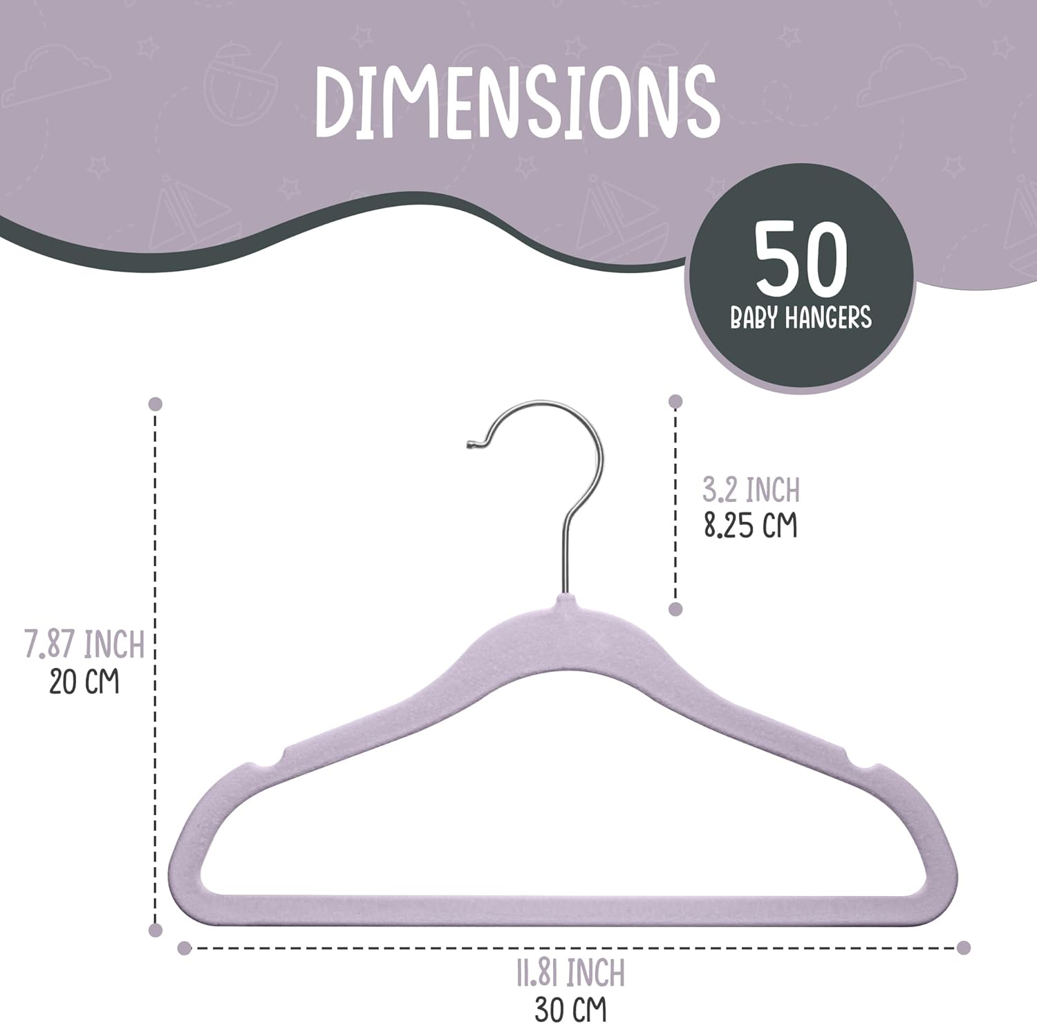 Techzoo 50 Velvet Baby Hangers Pack - Perfect for Newborn Clothes, Compact & Durable Design