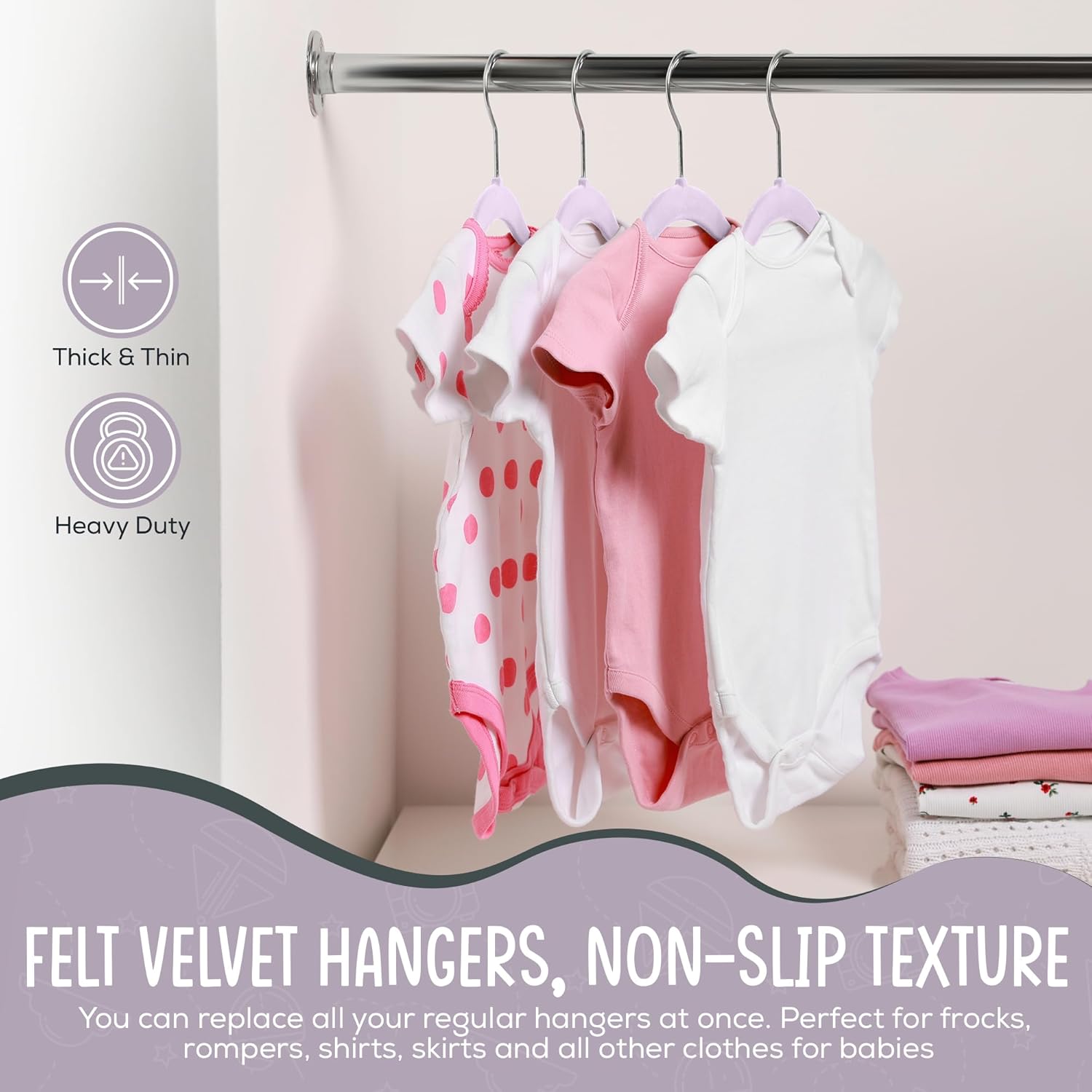 Techzoo 50 Velvet Baby Hangers Pack - Perfect for Newborn Clothes, Compact & Durable Design