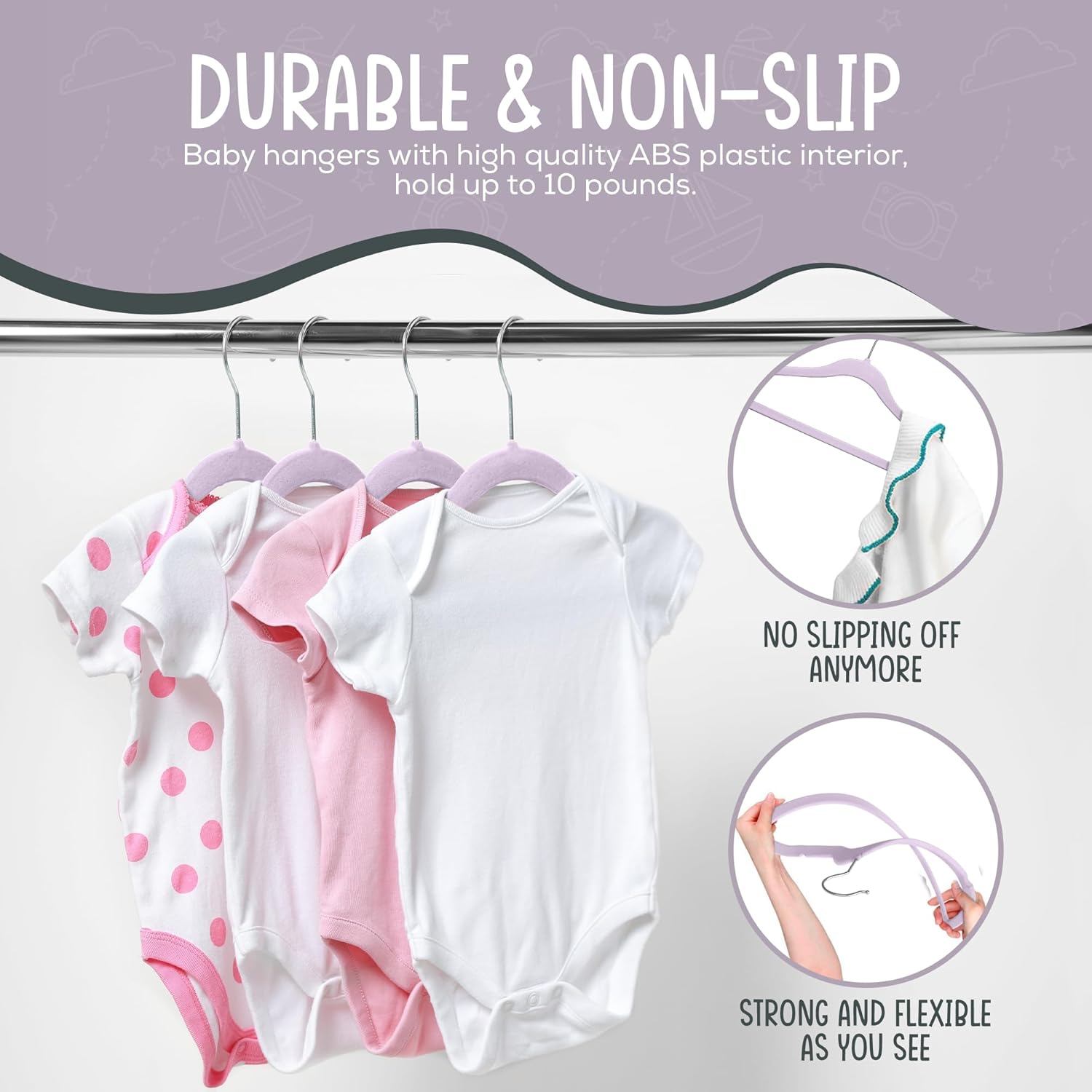 Techzoo 50 Velvet Baby Hangers Pack - Perfect for Newborn Clothes, Compact & Durable Design