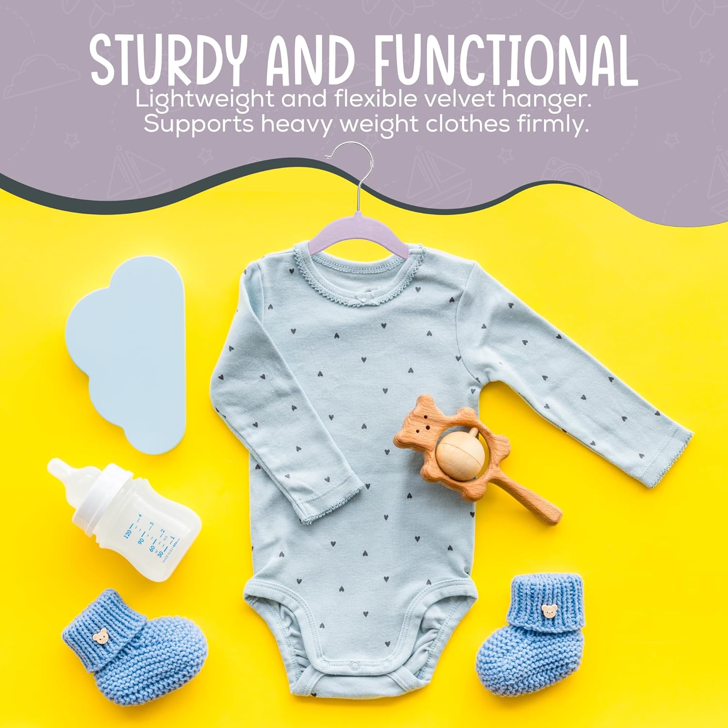 Techzoo 50 Velvet Baby Hangers Pack - Perfect for Newborn Clothes, Compact & Durable Design