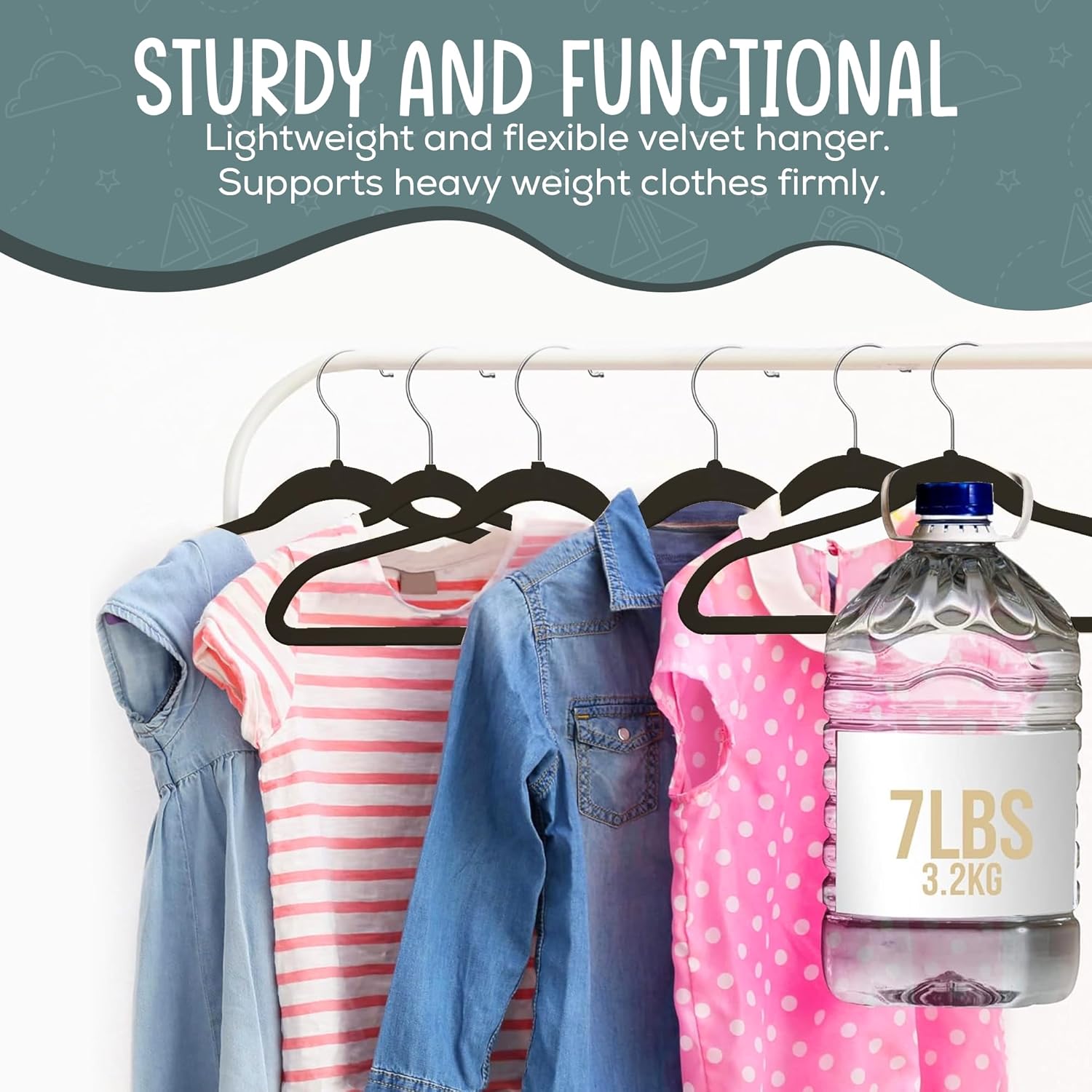 50 Pack Velvet Kids Hangers Techzoo - Non Slip 14 Inch Clothes Hangers for Girls, Durable & Lightweight