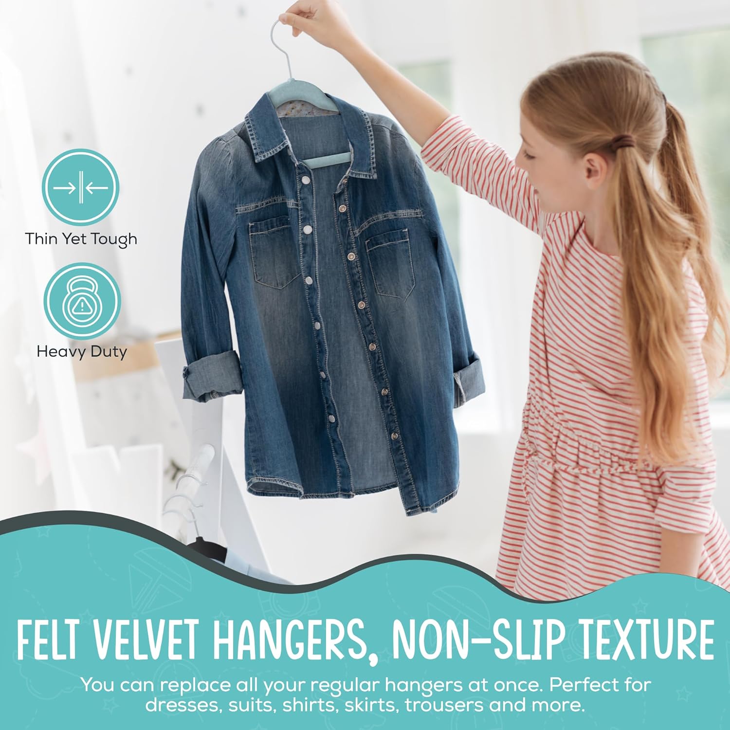 50 Pack Velvet Kids Hangers Techzoo - Non Slip 14 Inch Clothes Hangers for Girls, Durable & Lightweight