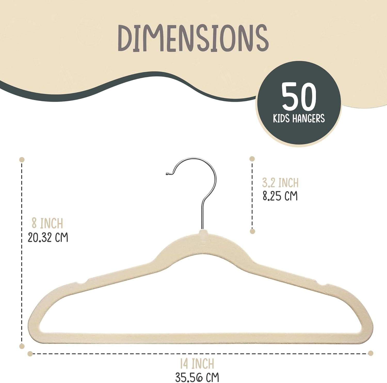 50 Pack Velvet Kids Hangers Techzoo - Non Slip 14 Inch Clothes Hangers for Girls, Durable & Lightweight