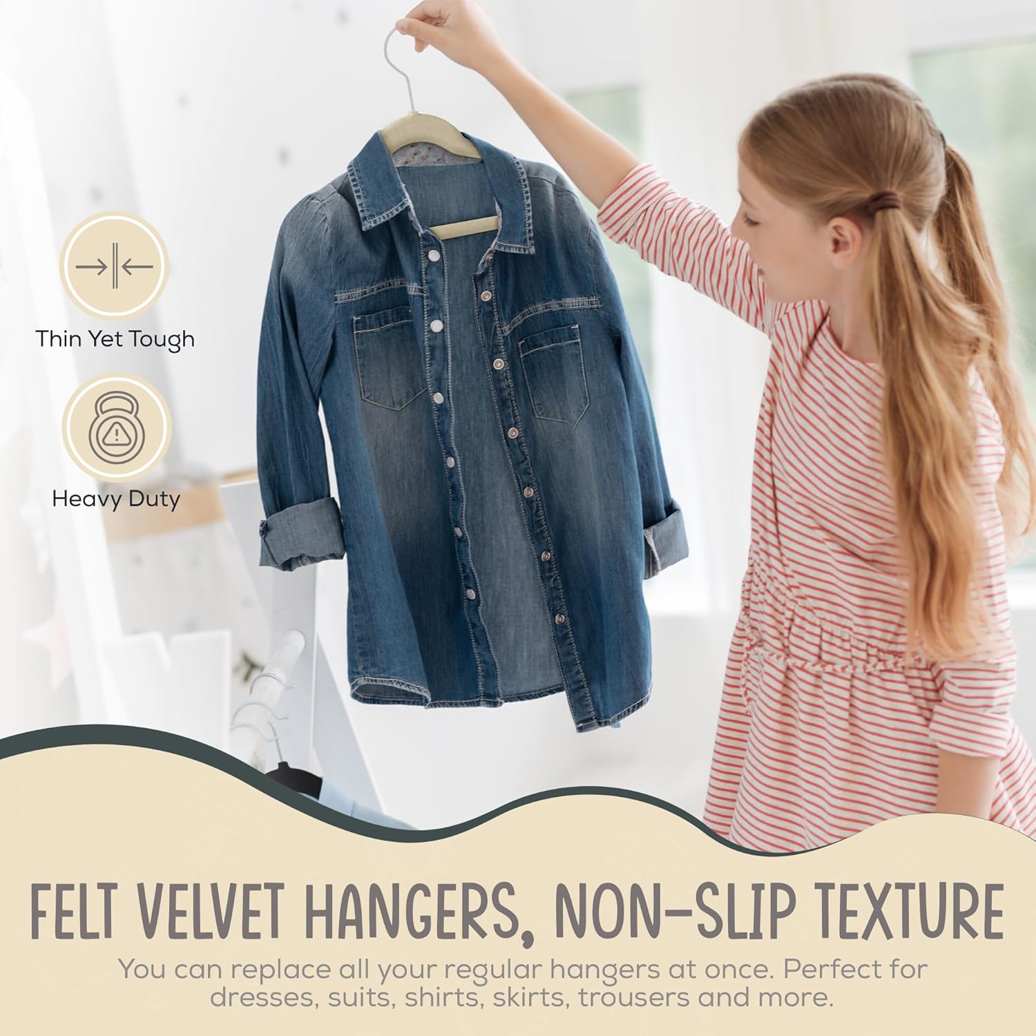 50 Pack Velvet Kids Hangers Techzoo - Non Slip 14 Inch Clothes Hangers for Girls, Durable & Lightweight