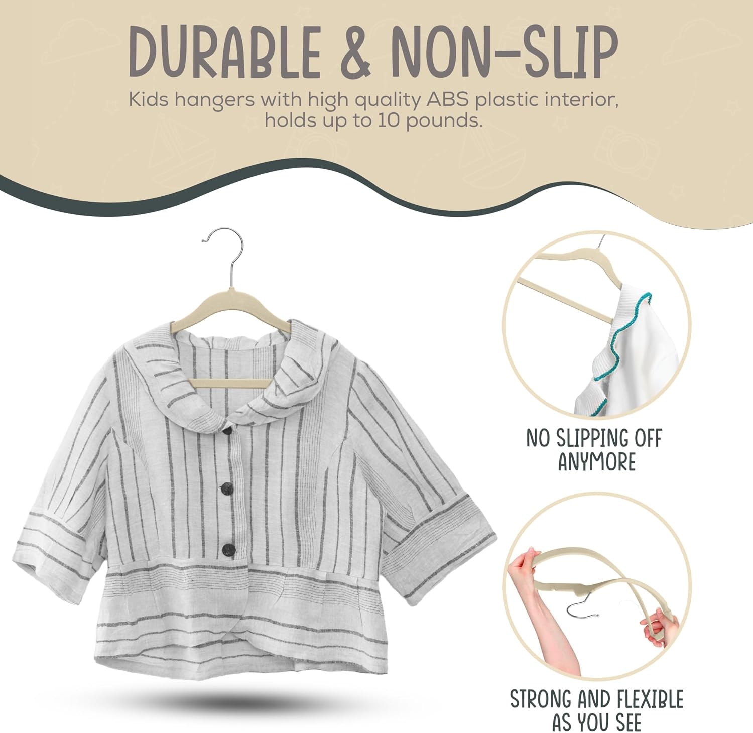 50 Pack Velvet Kids Hangers Techzoo - Non Slip 14 Inch Clothes Hangers for Girls, Durable & Lightweight