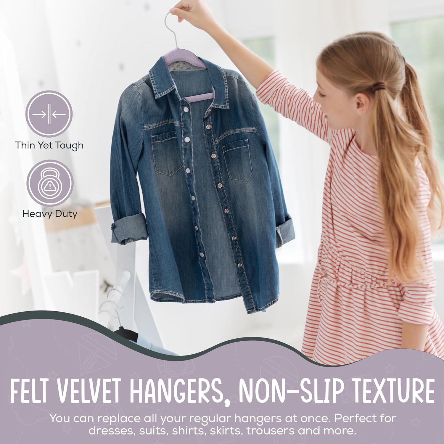 50 Pack Velvet Kids Hangers Techzoo - Non Slip 14 Inch Clothes Hangers for Girls, Durable & Lightweight