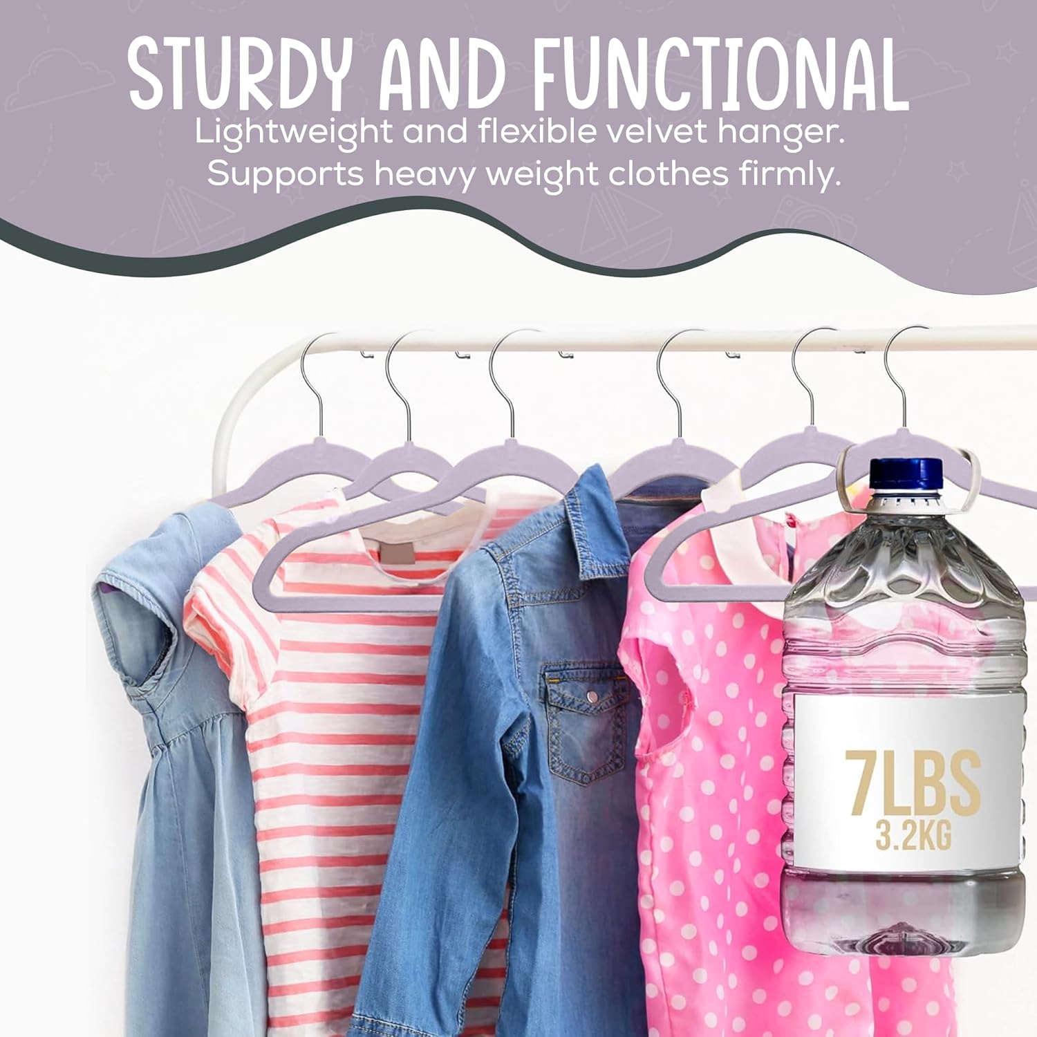 50 Pack Velvet Kids Hangers Techzoo - Non Slip 14 Inch Clothes Hangers for Girls, Durable & Lightweight