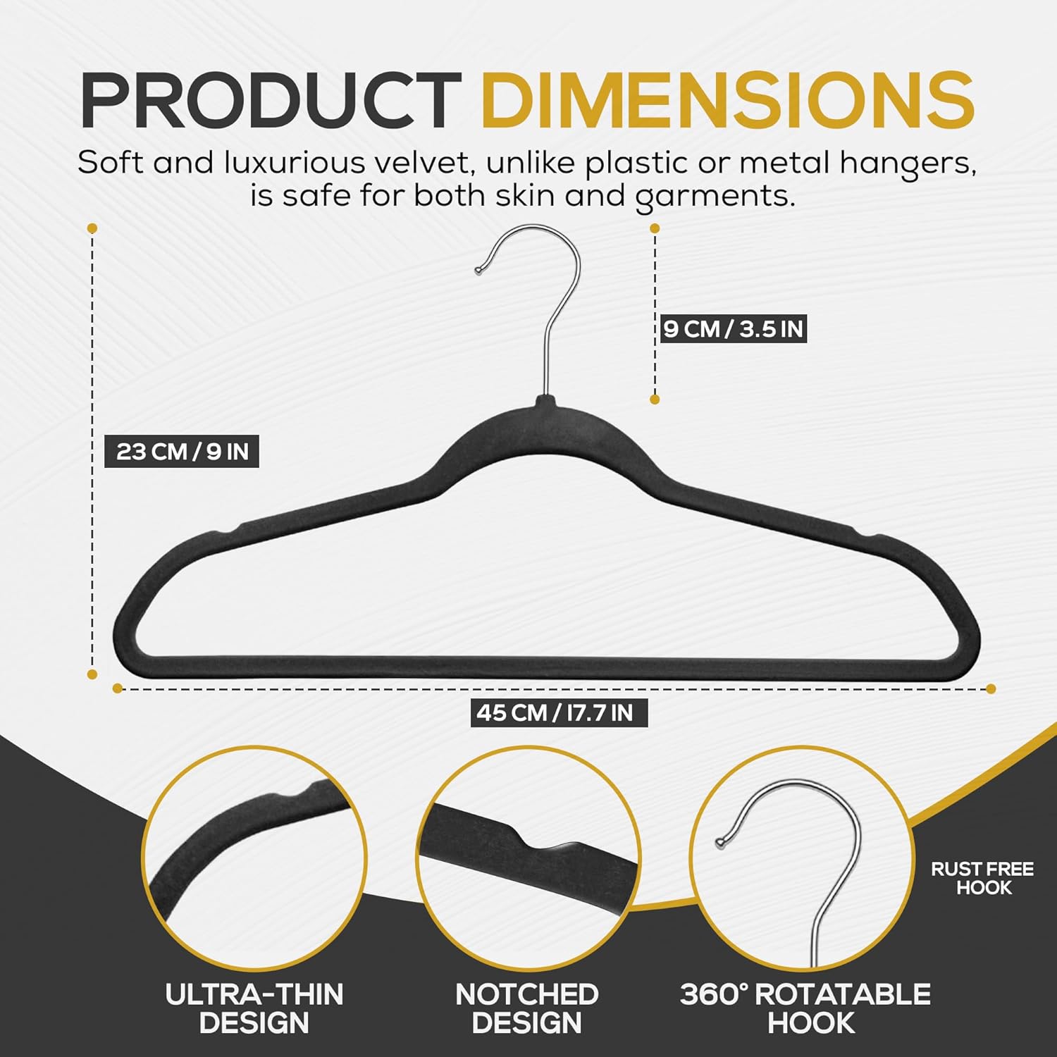 Techzoo Velvet Hangers - Slim Non Slip Adult Clothes Felt Hangers for Heavy Duty Use