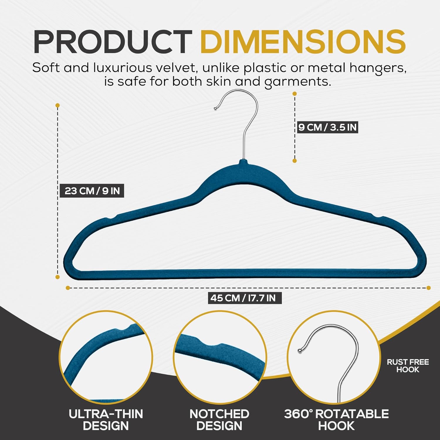 Techzoo Velvet Hangers - Slim Non Slip Adult Clothes Felt Hangers for Heavy Duty Use