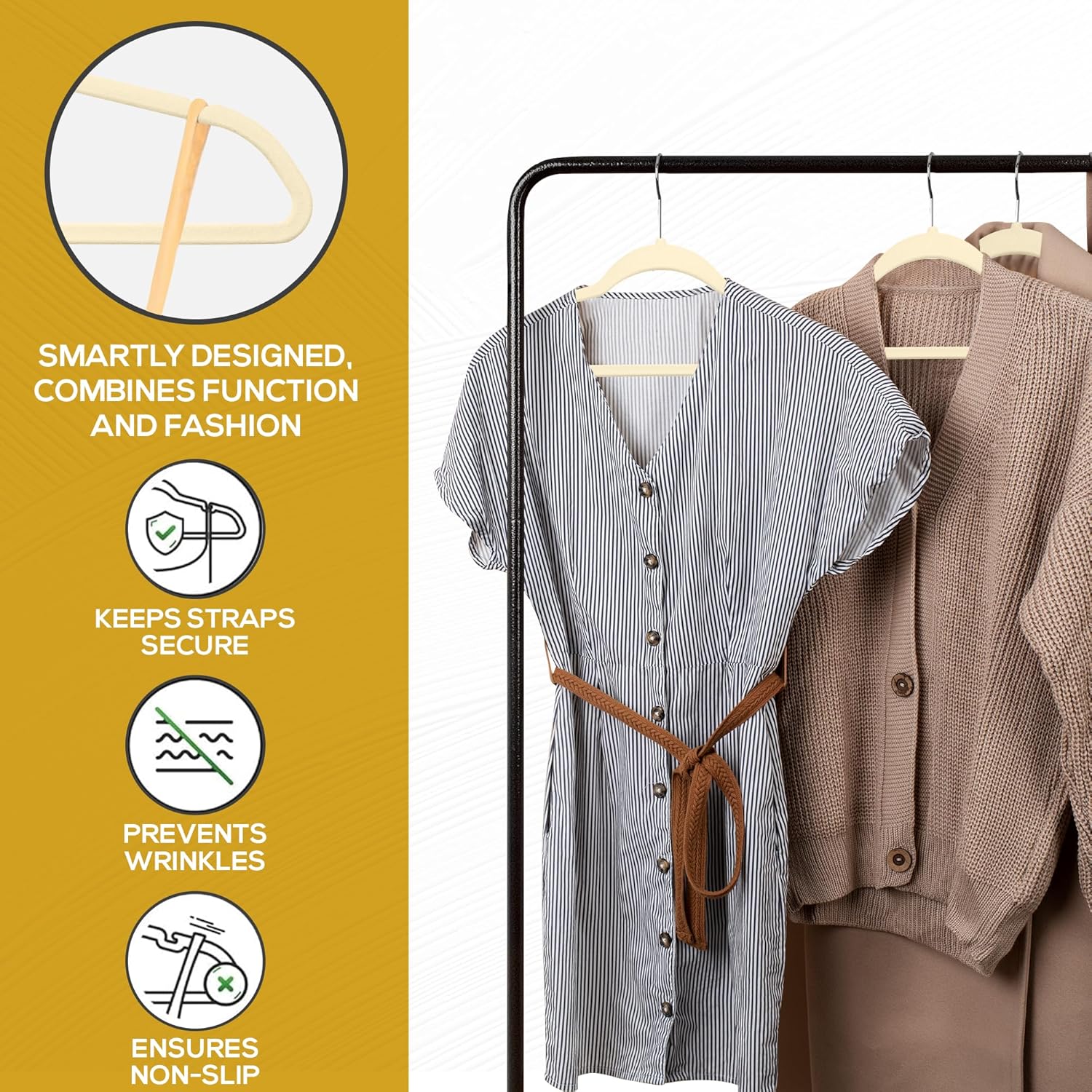 Techzoo Velvet Hangers - Slim Non Slip Adult Clothes Felt Hangers for Heavy Duty Use