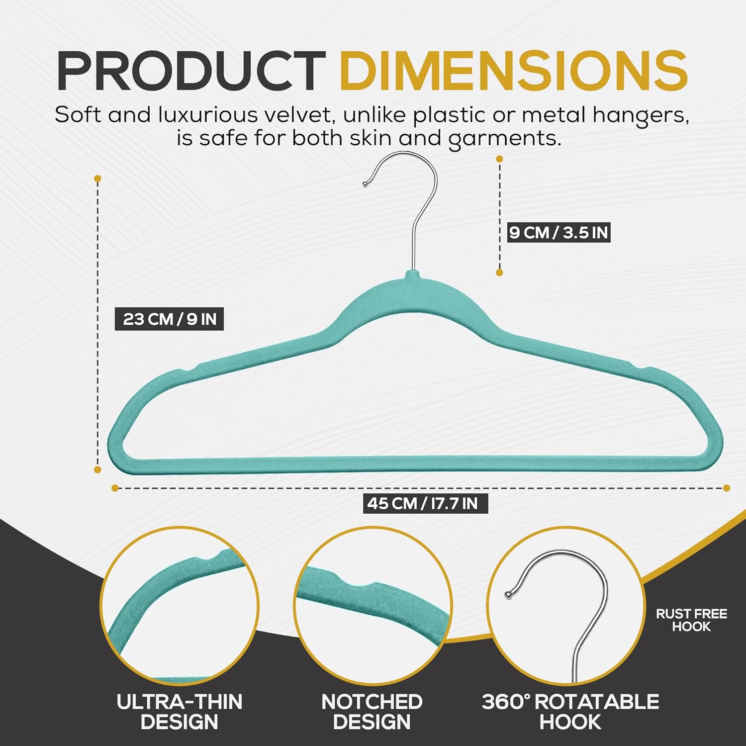 Techzoo Velvet Hangers - Slim Non Slip Adult Clothes Felt Hangers for Heavy Duty Use