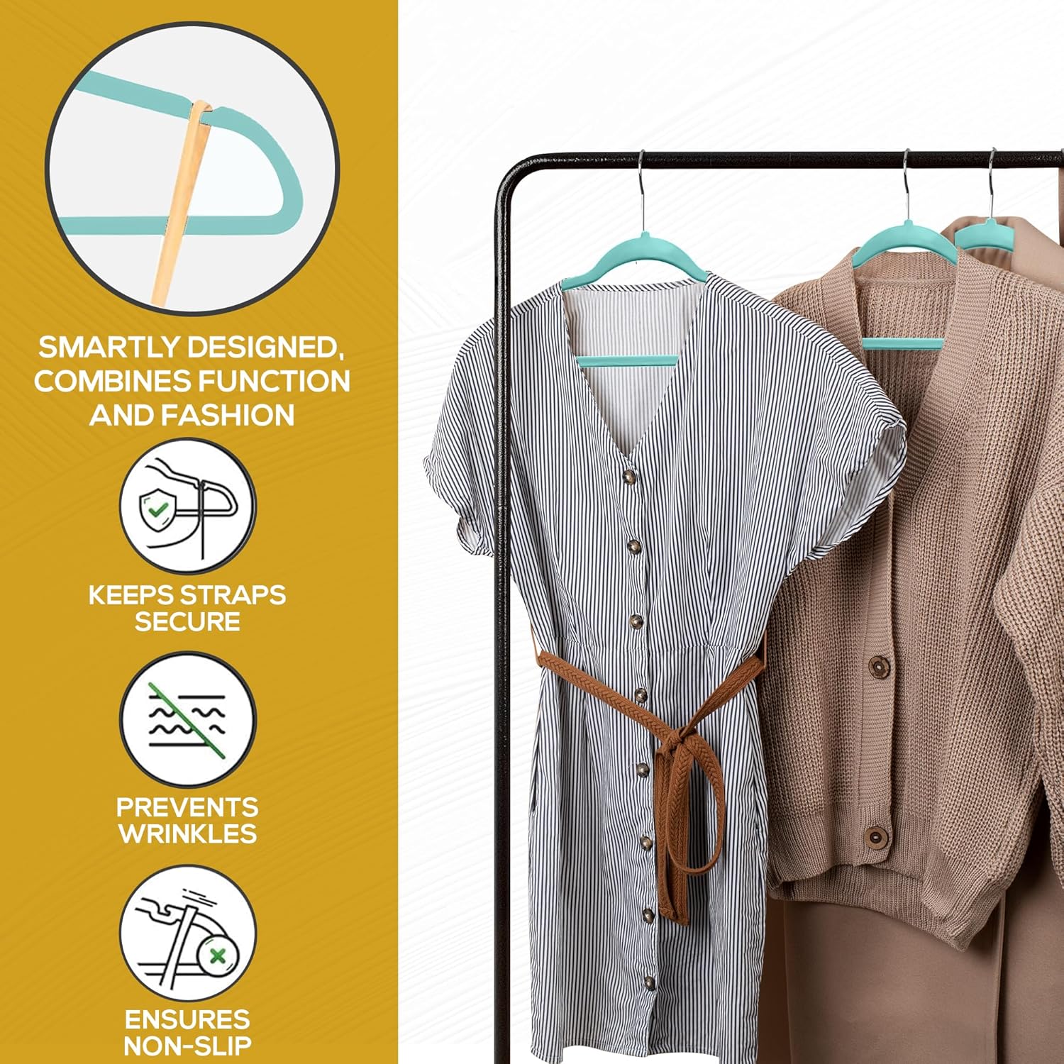 Techzoo Velvet Hangers - Slim Non Slip Adult Clothes Felt Hangers for Heavy Duty Use