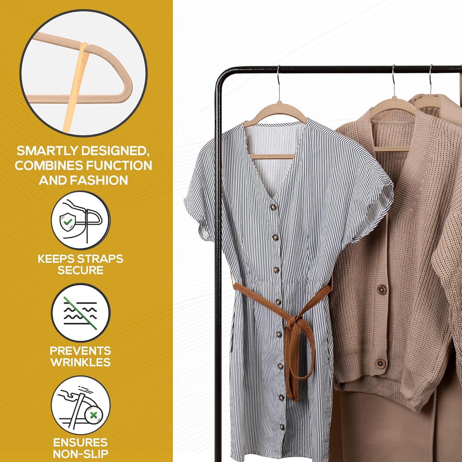 Techzoo Velvet Hangers - Slim Non Slip Adult Clothes Felt Hangers for Heavy Duty Use